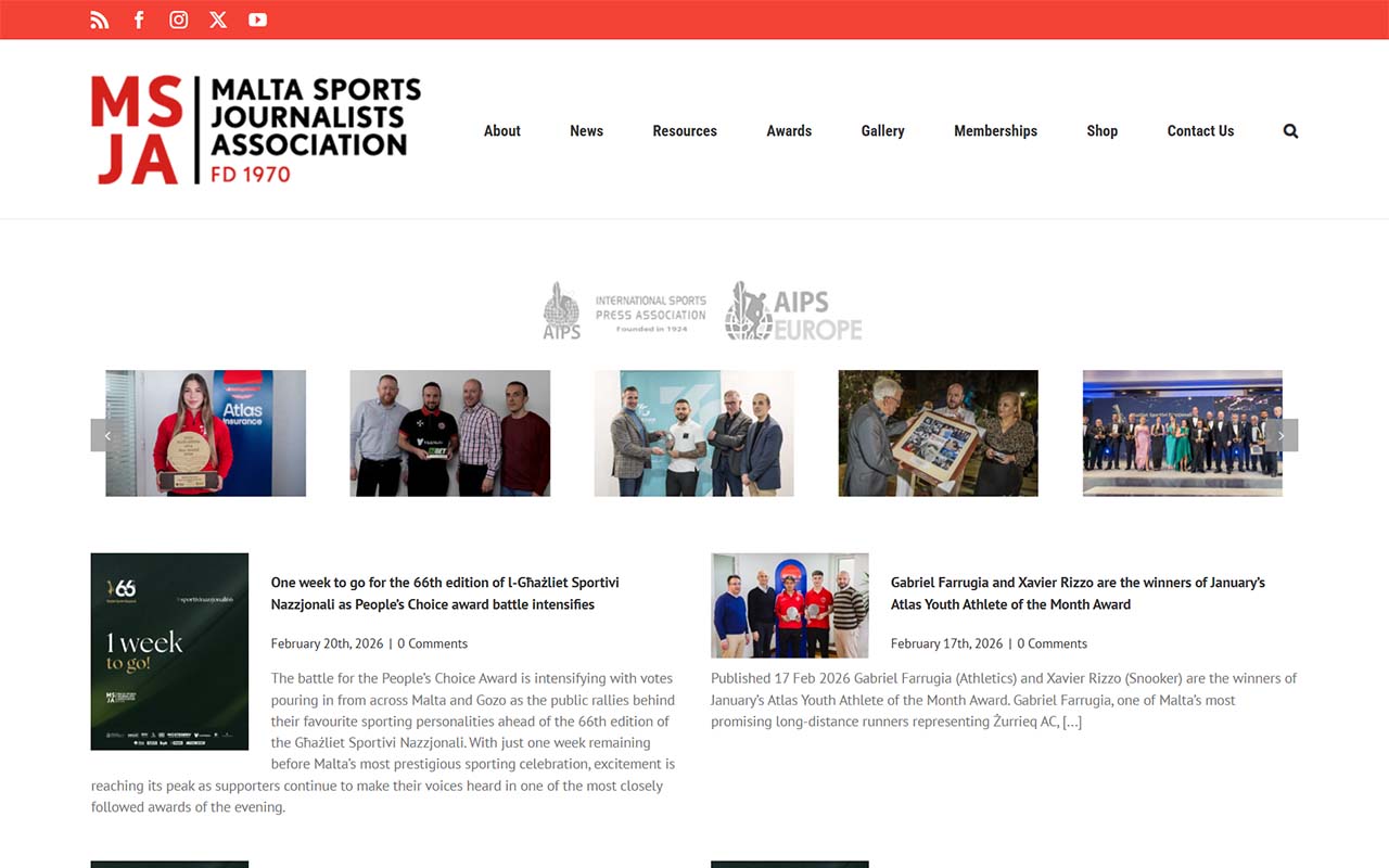 Malta Sports Journalists Association website screenshot